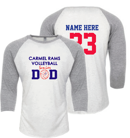 Carmel Rams Volleyball 3/4 Sleeve Dad Tee