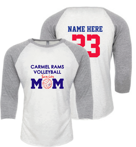 Carmel Rams Volleyball 3/4 Sleeve Mom Tee