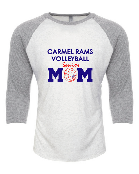 Carmel Rams Volleyball 3/4 Sleeve Mom Tee